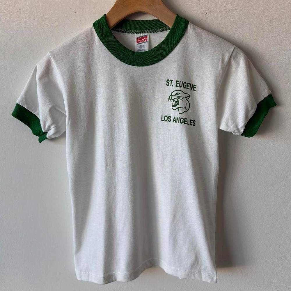 Vintage St. Eugene Los Angeles Ringer Tee Youth Medium Made in USA